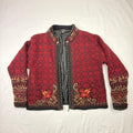Icelandic Design Women's Red Floral Knit Zipper Jacket Size M