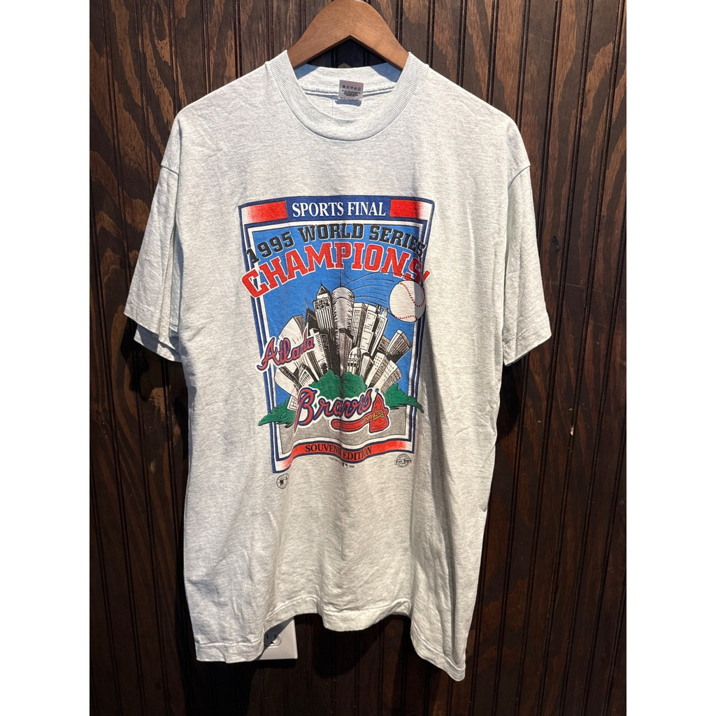 Vintage Atlanta Braves 1995 World Series Champions T-Shirt Heather Gray XL Artex