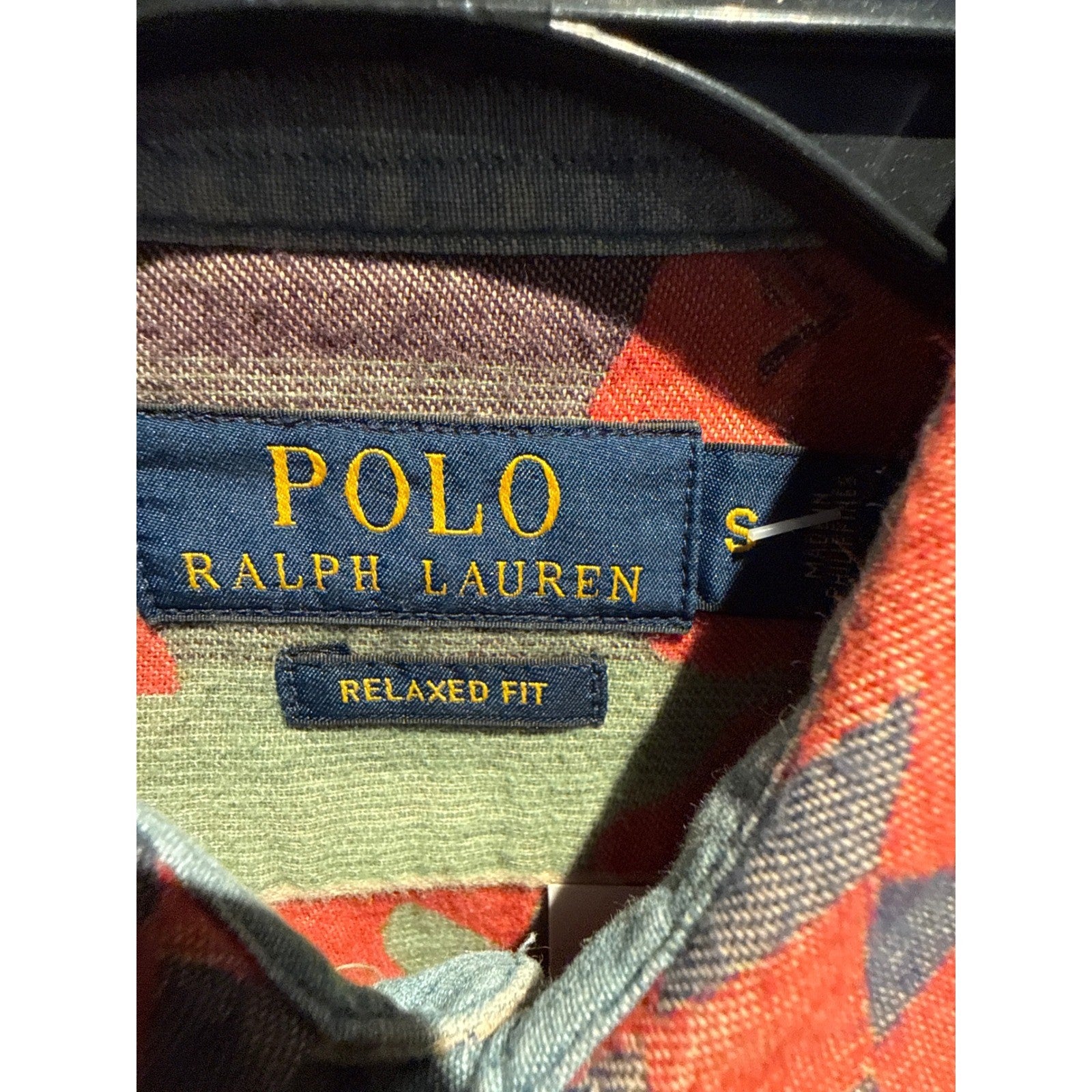 Polo Ralph Lauren Mens Southwestern Flannel Shirt Relaxed Fit Red Blue Small