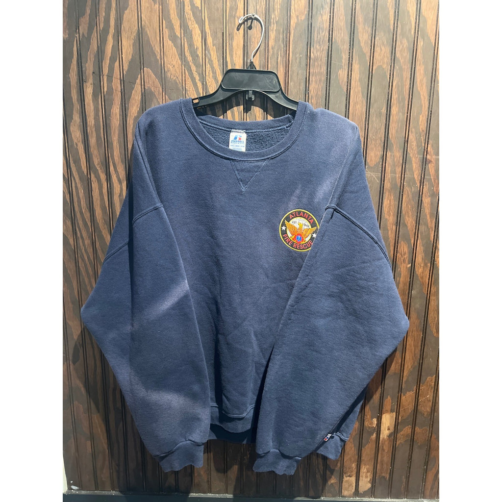 Vintage Russell Athletic Atlanta Fire Rescue Sweatshirt Navy Sun Faded 30x30