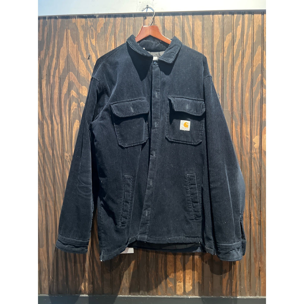 Carhartt Corduroy Shirt Jacket Navy Blue Quilted Lined Workwear Shacket 25x33