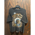 Vintage 90s Native American Chief Eagle Wolf Graphic T-Shirt Black Single Stitch