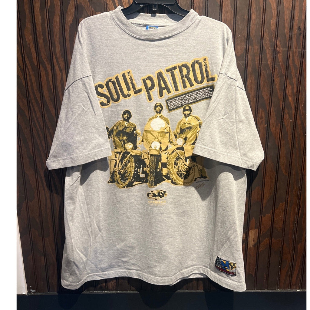 Vintage ENYCE Soul Patrol Graphic T-Shirt Mens XL Grey 90s Hip Hop Streetwear