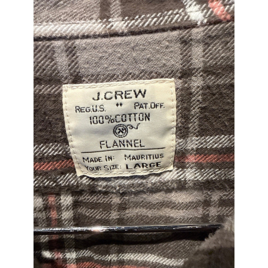 J.Crew Mens Flannel Shirt Large Grey Pink Plaid Dip Dyed Bleached Button Down