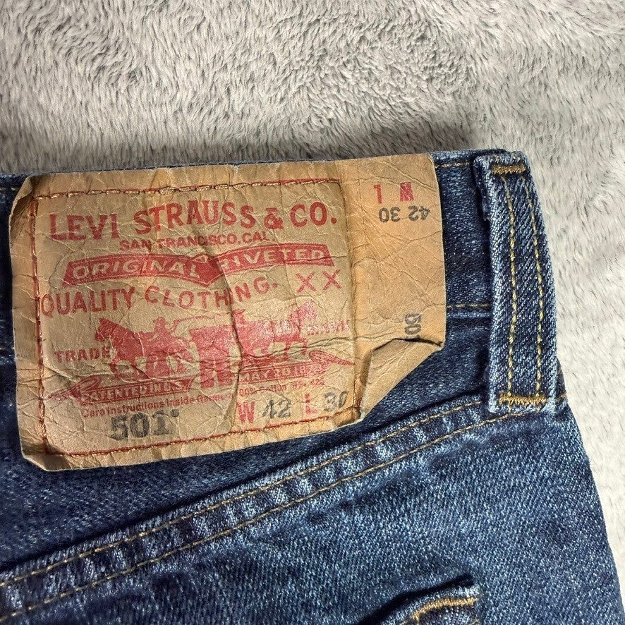 Levi's 501 Original Straight Leg Button Fly Jeans Dark Wash Mens Size 42x30
