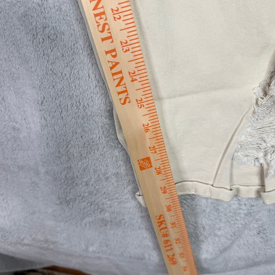 American Bazi Cream Distressed Cargo Pants Wide Leg Cropped Ripped Baggy Pants
