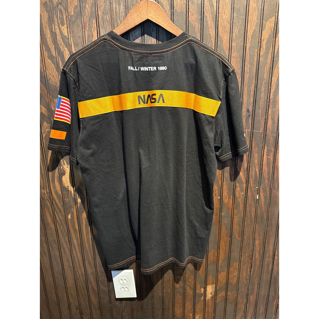 Heron Preston NASA Base Layer Black T-Shirt Orange Stitching Men Large L Italy
