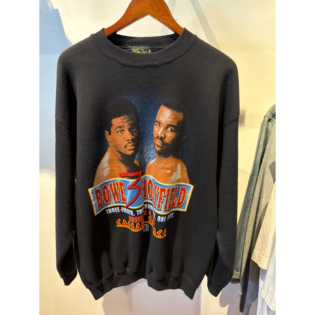 Vintage 1996 Bowe vs Holyfield 3 Caesars Palace Boxing Sweatshirt Black XL 24x30