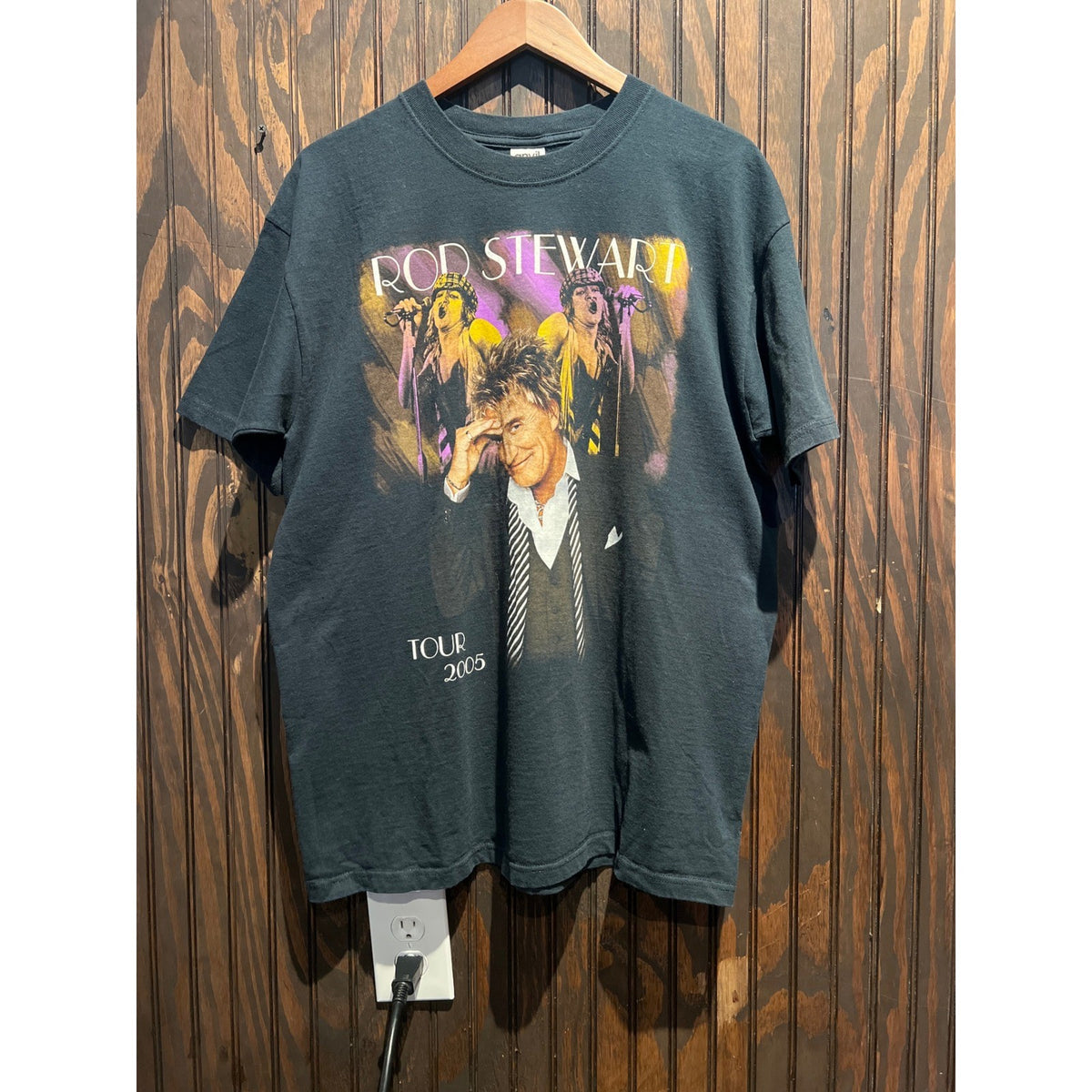 Rod Stewart 2005 Tour Tee Anvil Black Large Maggie May Great American Songbook