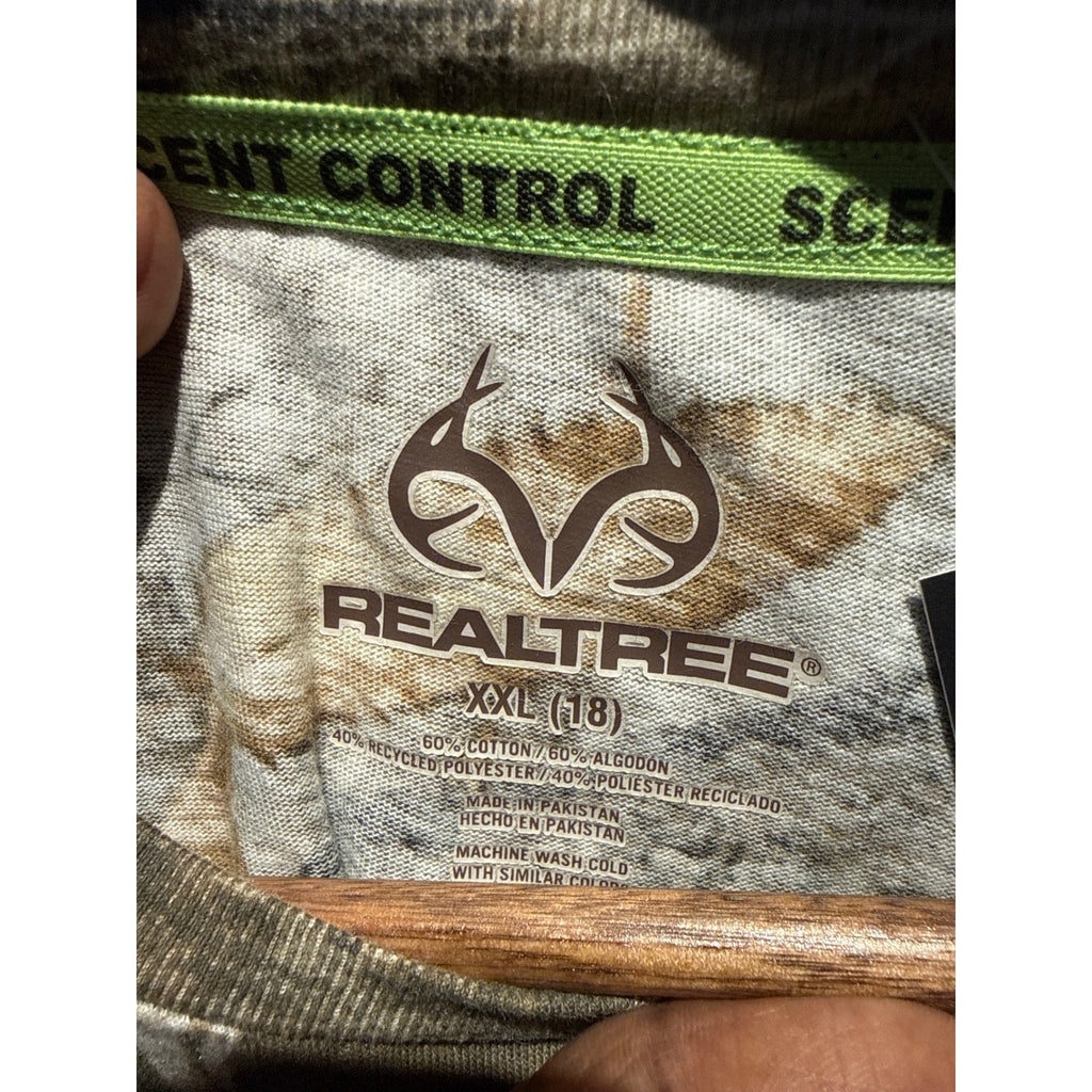 Realtree Edge Camo Long Sleeve Shirt Mens Scent Control Hunting Top Brown Green