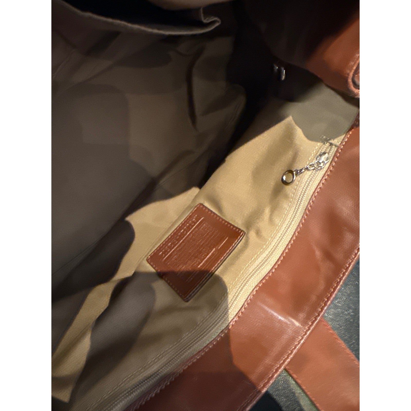Coach Hampton Carryall Brown Leather Shoulder Bag Buckle Detail Contrast Stitch