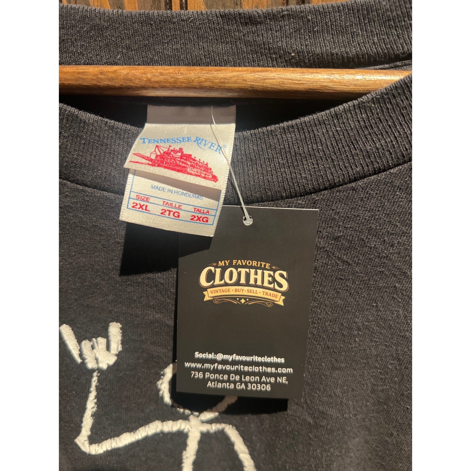 Vintage 90s Rock On Stick Figure Graphic T-Shirt Black Single Stitch XL 29x25