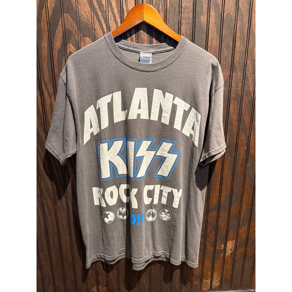 Atlanta Kiss Rock City 2014 Tour T-Shirt Mens Gray Graphic Band Tee XL Gildan
