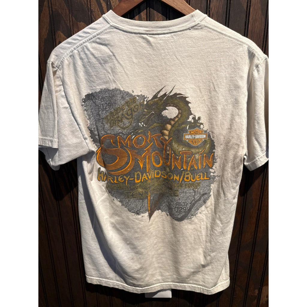 Harley-Davidson Tail of the Dragon US 129 Graphic T-Shirt White Mens M 19x27