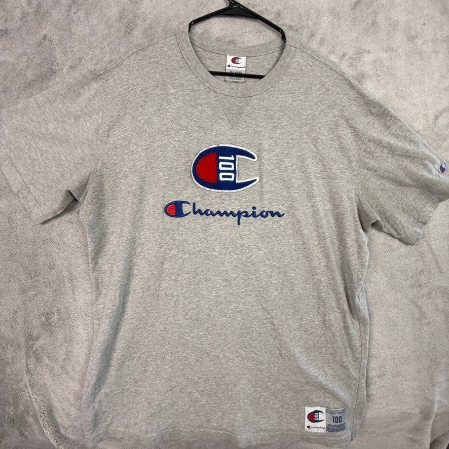 Champion 100 Year Anniversary Logo Graphic T Shirt Gray 2X Large Men