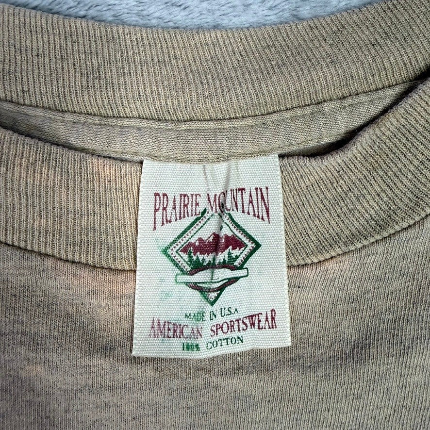 Prairie Mountain Winter Park Colorado Graphic T Shirt Tan Short Sleeve Mens L