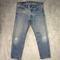 Levi Strauss & Co 505 Mens Light Wash Distressed Denim Jeans Size 35x32