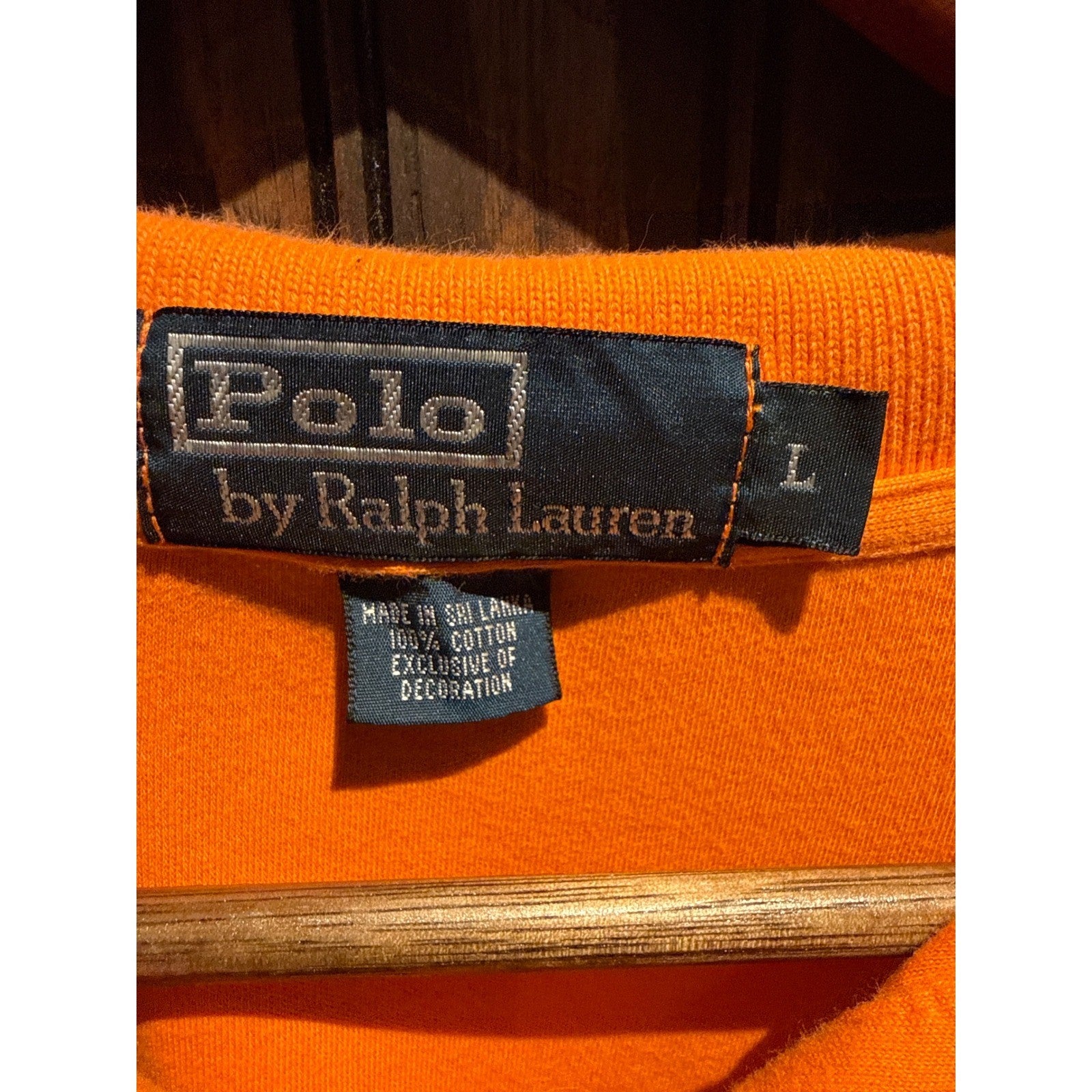 Polo Ralph Lauren Mens Large Orange Short Sleeve Pique Polo Shirt Blue Pony Logo