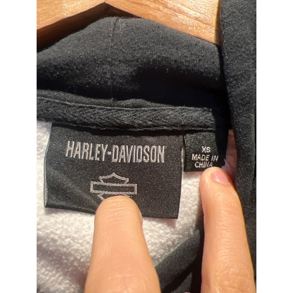 Harley Davidson Colorblock Hoodie Black White Motorcycles Graphic Pullover