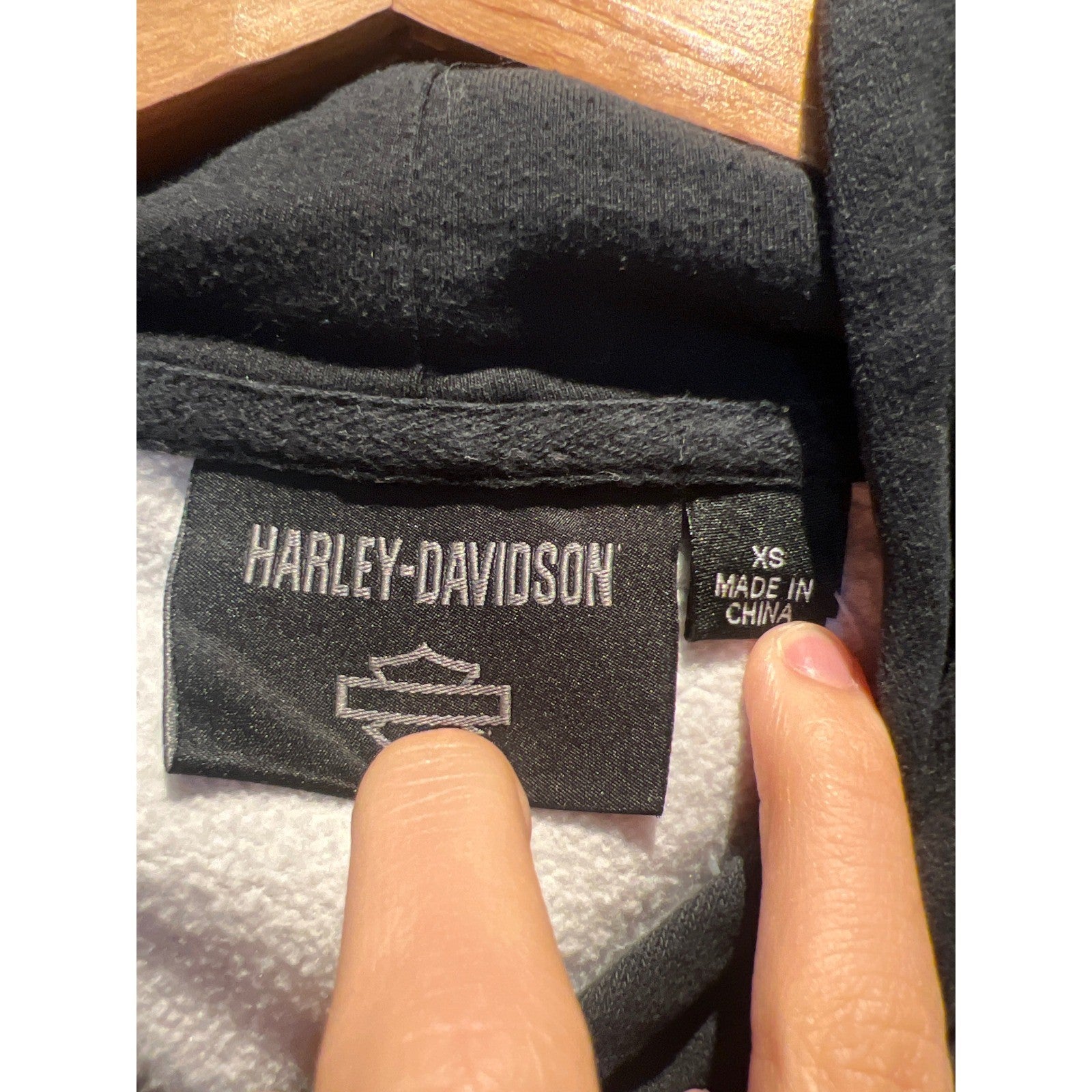 Harley Davidson Colorblock Hoodie Black White Motorcycles Graphic Pullover
