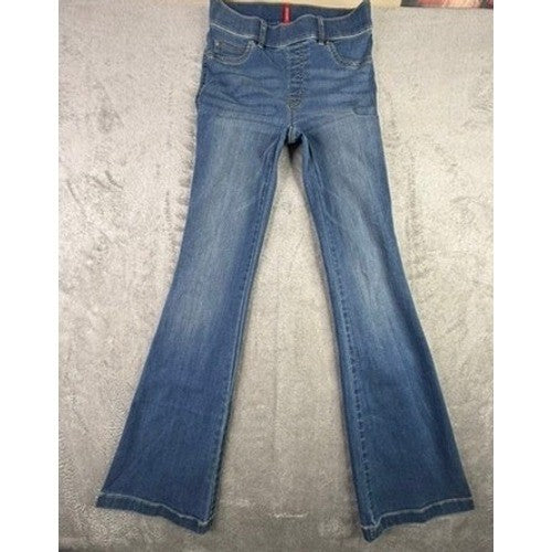 Spanx Flare Jean High Rise Pull On Medium Wash Blue Denim Pants Size Small S