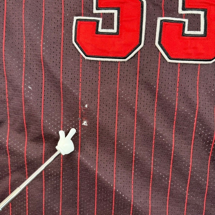Chicago Bulls Scottie Pippen 33 Red Pinstripe Basketball Jersey Team Size 54