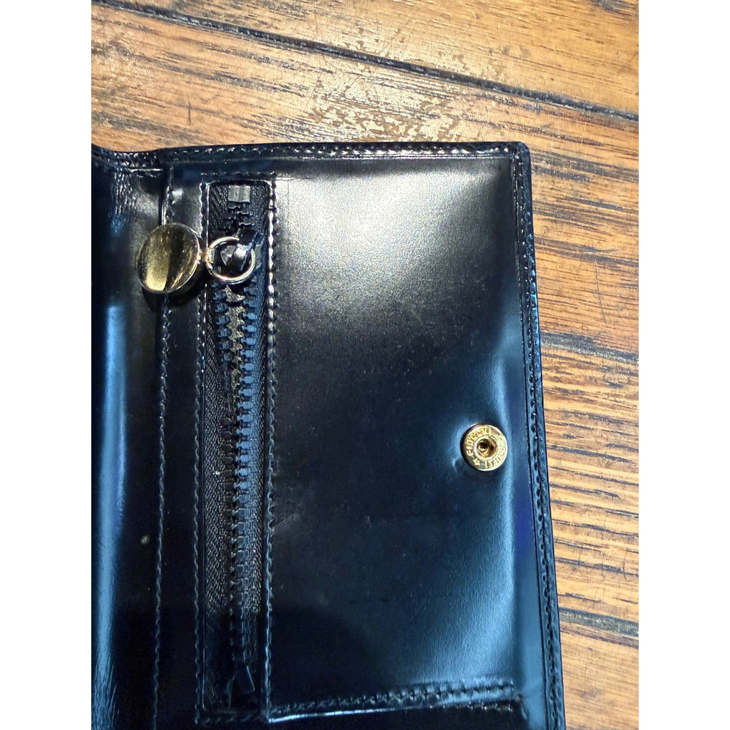 Salvatore Ferragamo Black Patent Leather Gancini Bifold Wallet 227554 Italy