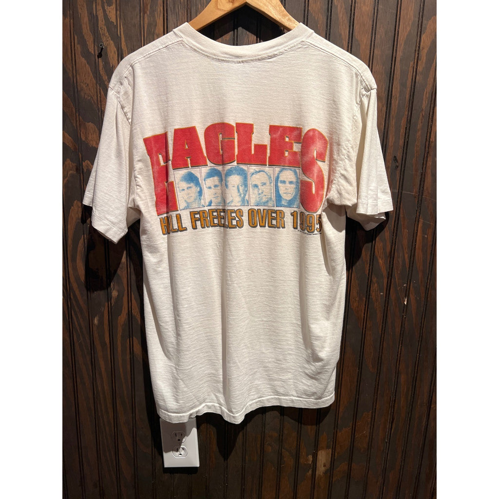Vintage Eagles Hotel California T-Shirt Softee Single Stitch Cream Large 21x28