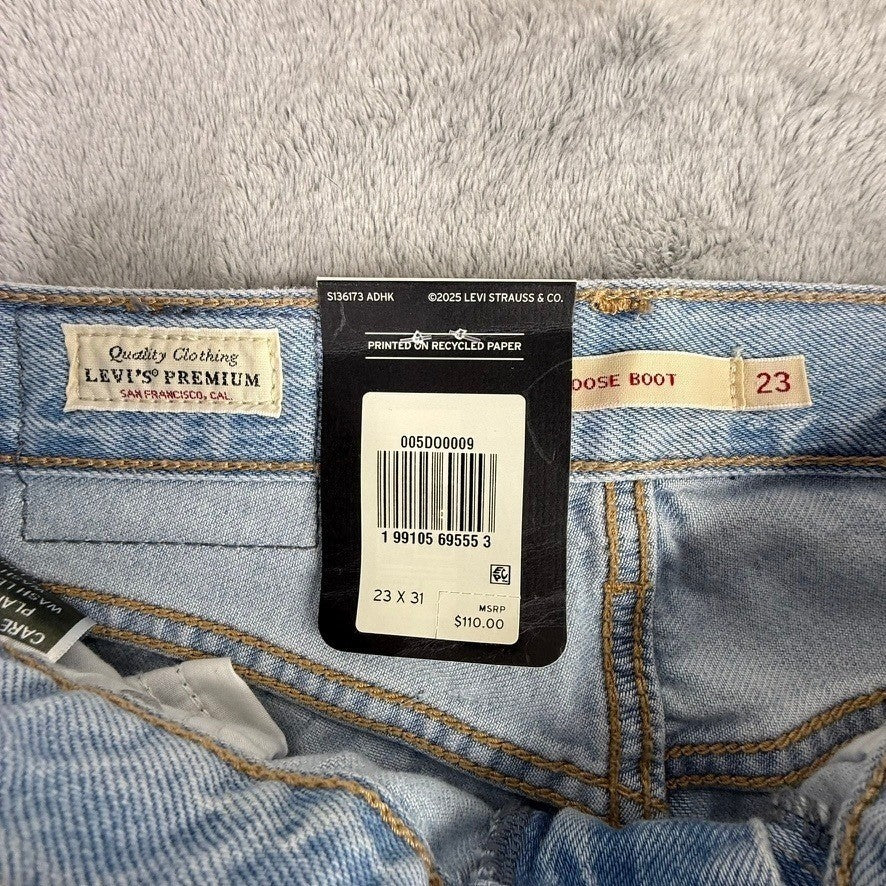 Levis Premium Loose Boot Distressed Jeans Light Wash Women 23x31 High Rise NEW