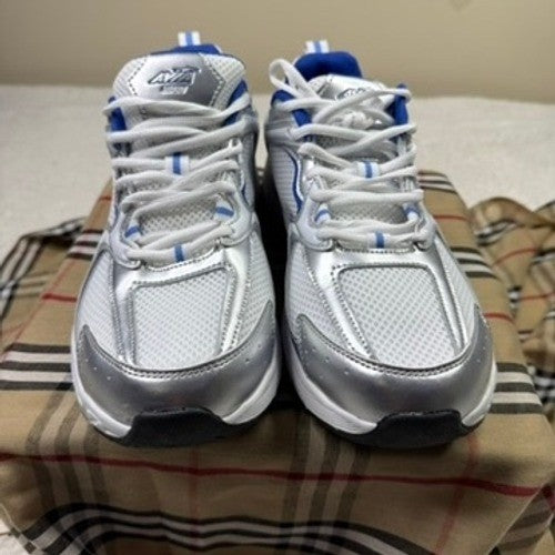 "NEW" AVIA Men's White Silver Blue Athletic Running Shoes Lace Up Size 12