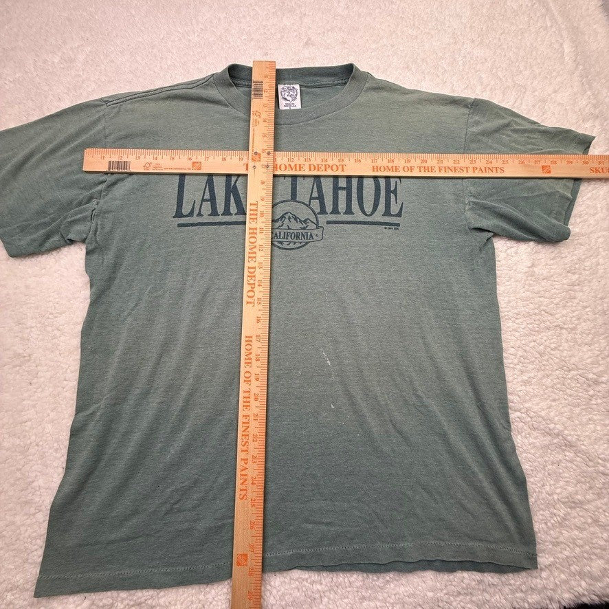 Mens Lake Tahoe California Graphic T Shirt Green Size L