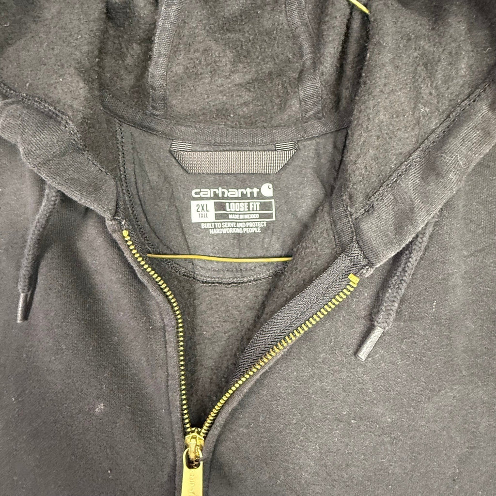 Carhartt Mens 2XL Loose Fit Black Zip Up Hoodie Workwear Durable