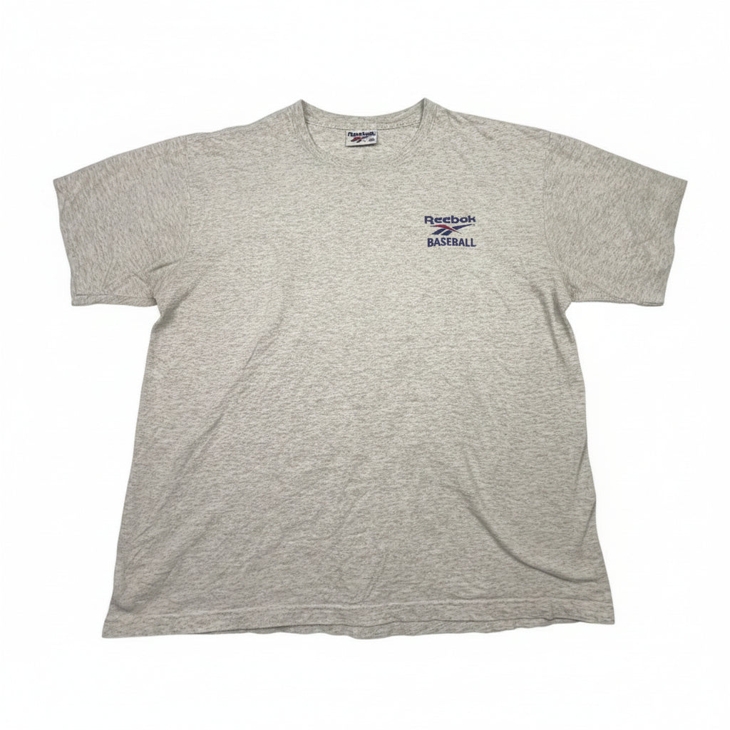 Gray t-shirt with Reebok logo on a white background