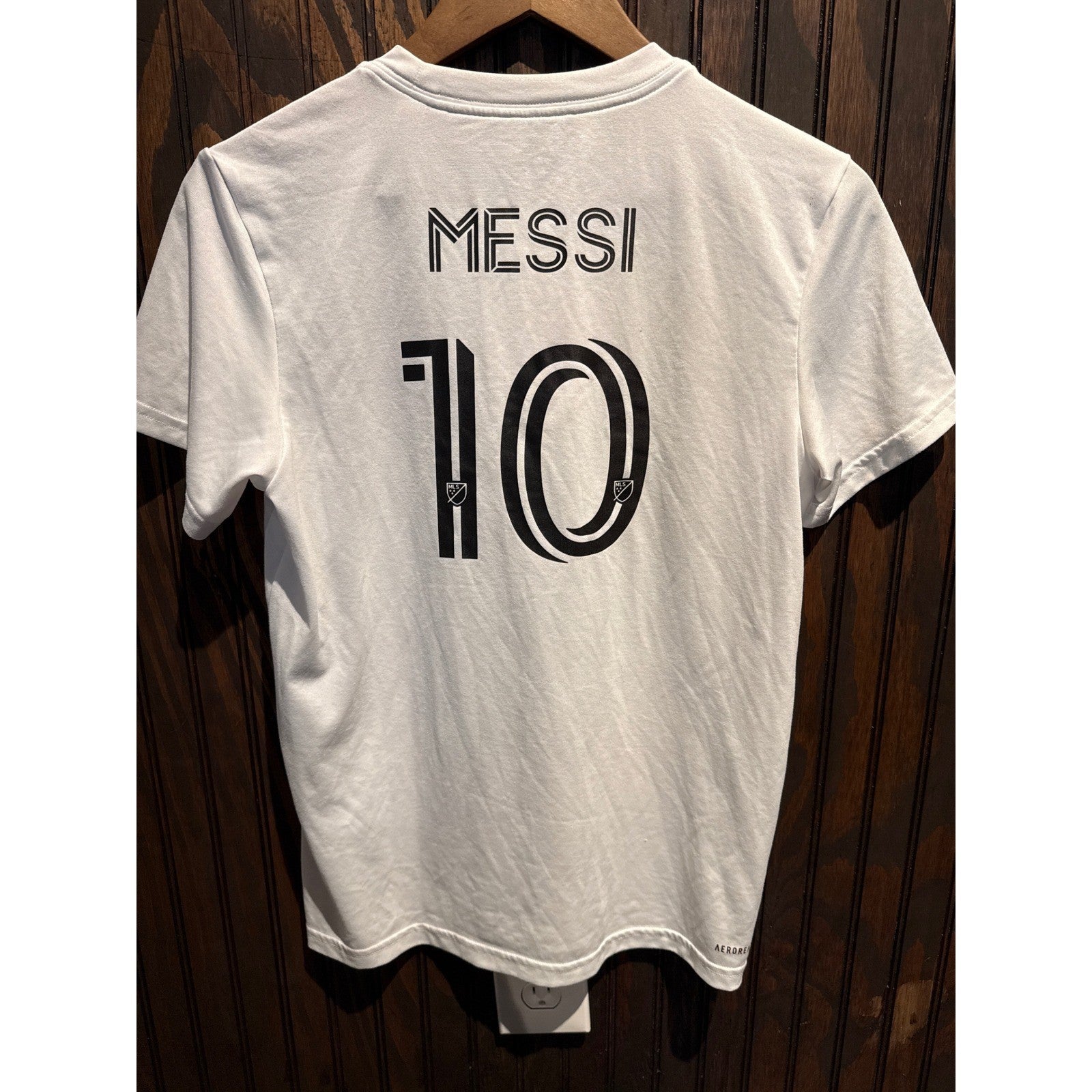 Adidas inter Lionel Messi Miami CF Soccer Jersey White Short Sleeve Small 18x25