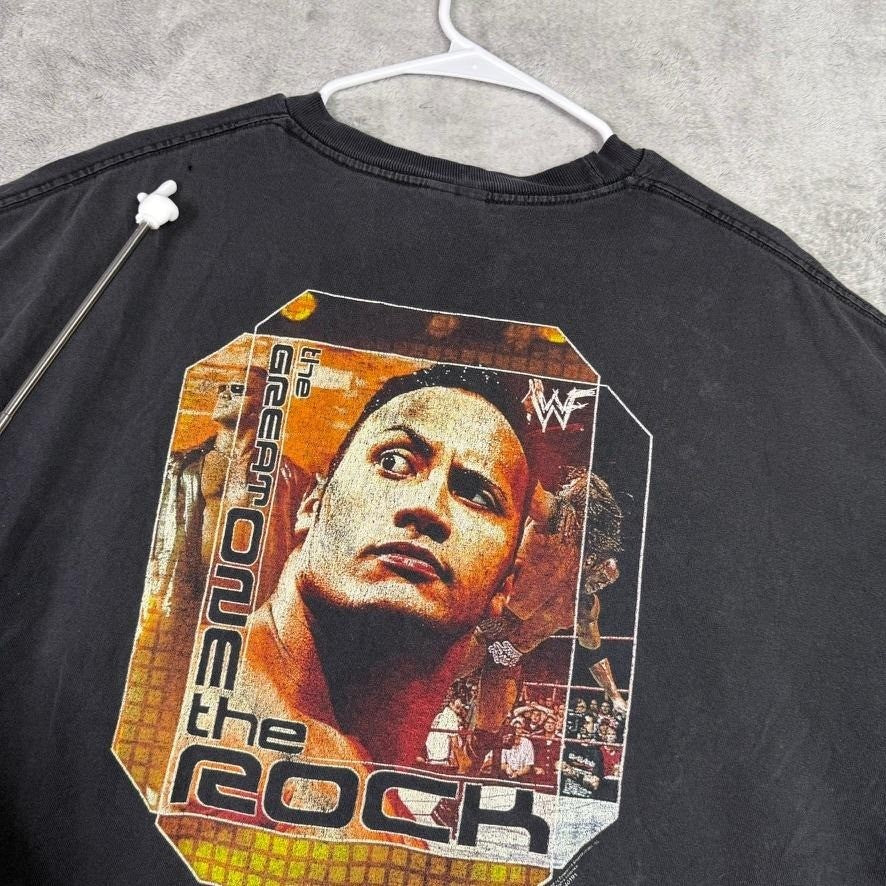 Vintage WWF The Rock Just Bring It T Shirt 2XL Black Graphic Tee