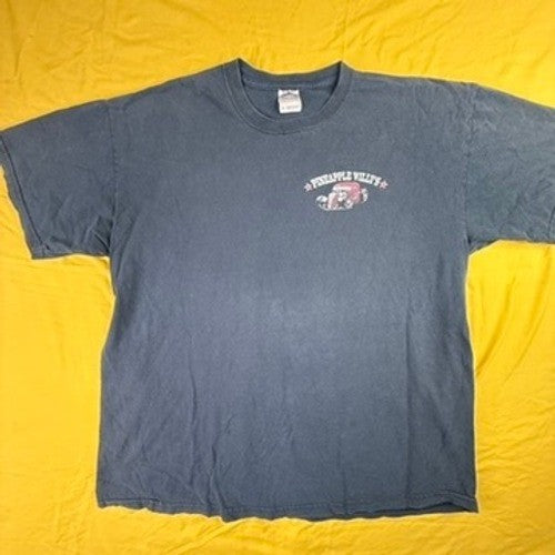 Gildan Pineapple Willys Beach Bar Hot Rod Graphic T-Shirt Mens XL Faded Black