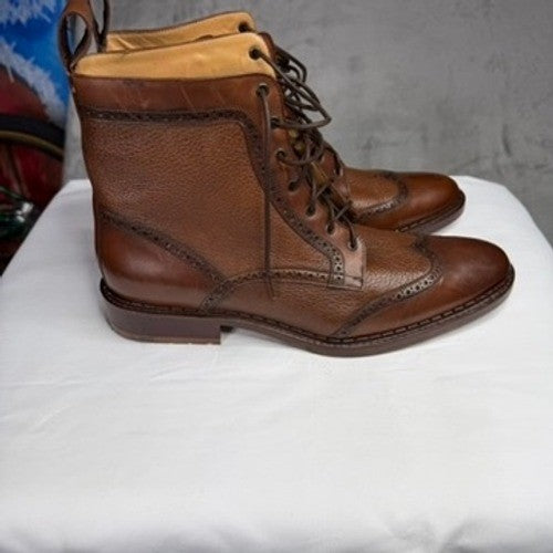 Alan Payne Genuine Leather Wingtip Lace Up Boots Mens Brown Size 9
