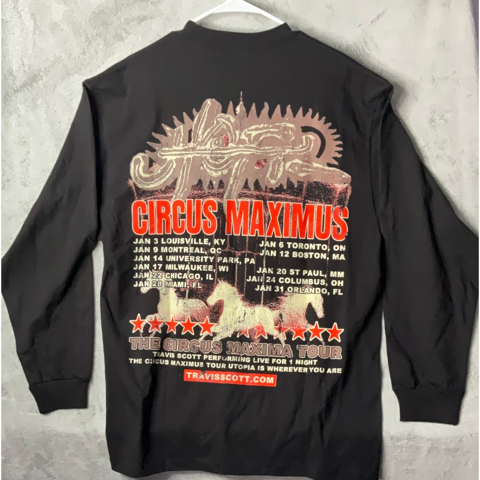 Travis Scott Circus Maximus Tour Long Sleeve Shirt Black Men Size XL