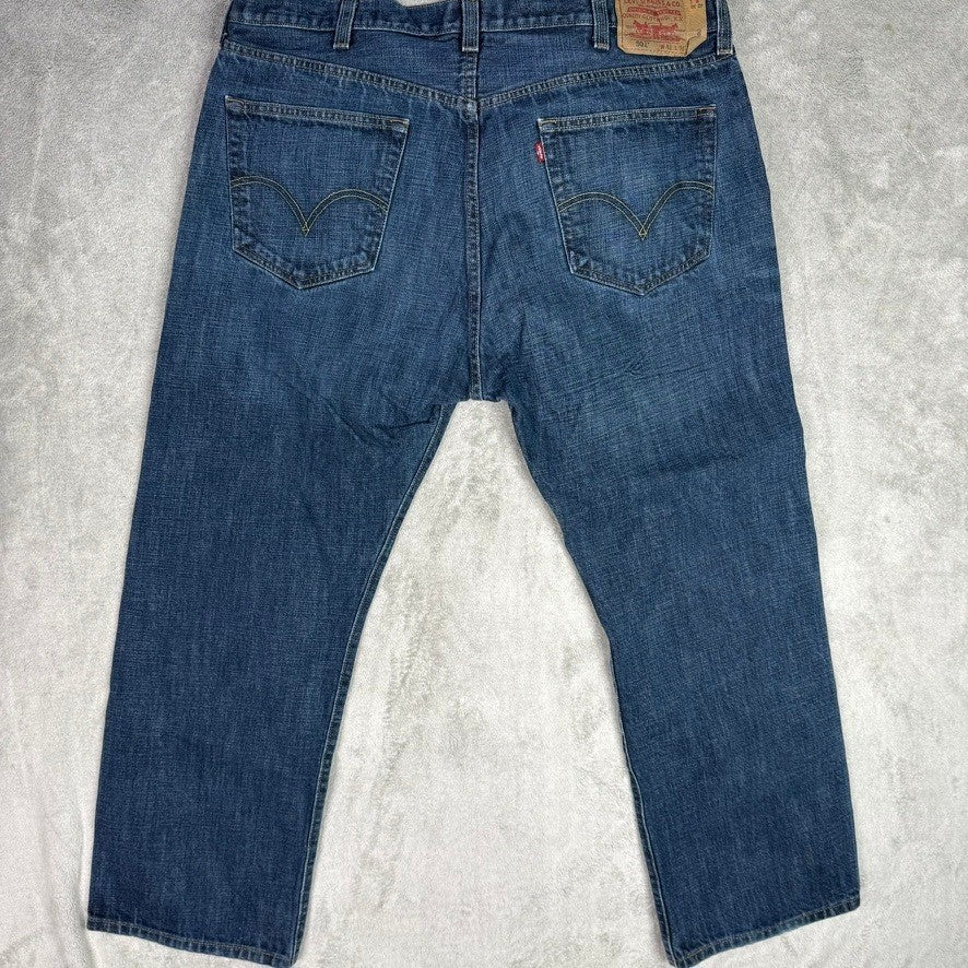Levi's 501 Original Straight Leg Button Fly Jeans Dark Wash Mens Size 42x30