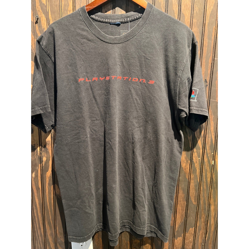 Vintage PlayStation 3 PS3 Promo T-Shirt Black Red Graphic Tee Mens Large 21x27