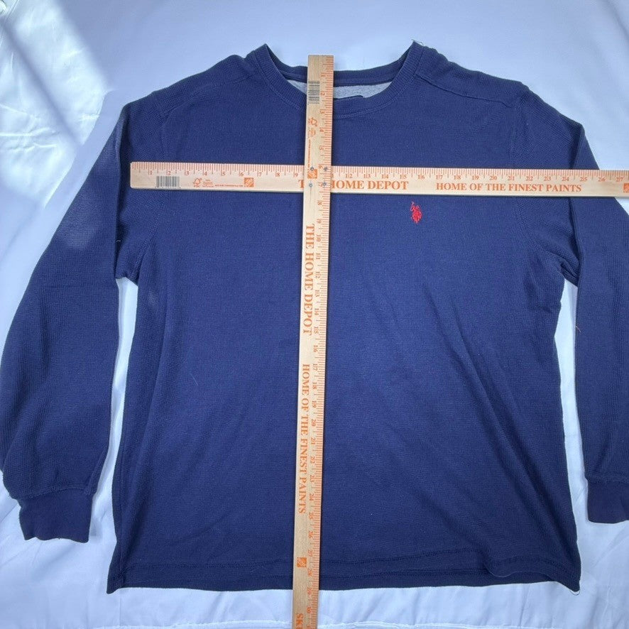 U.S. Polo Assn Long Sleeve Thermal Shirt Navy Blue Red Pony Logo Size 2XL