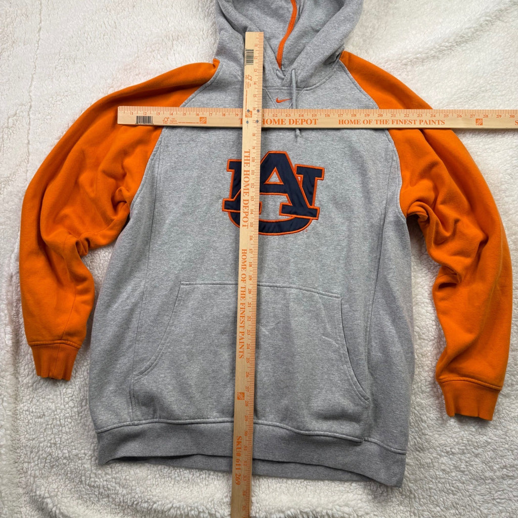 Nike Auburn Tigers NCAA Raglan Hoodie Gray Orange Logo Pullover Men XL