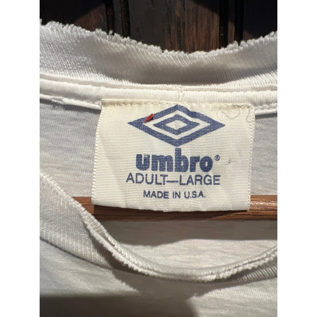 Vintage 90s Umbro Graphic T-Shirt White Single Stitch Made in USA Large Soccer