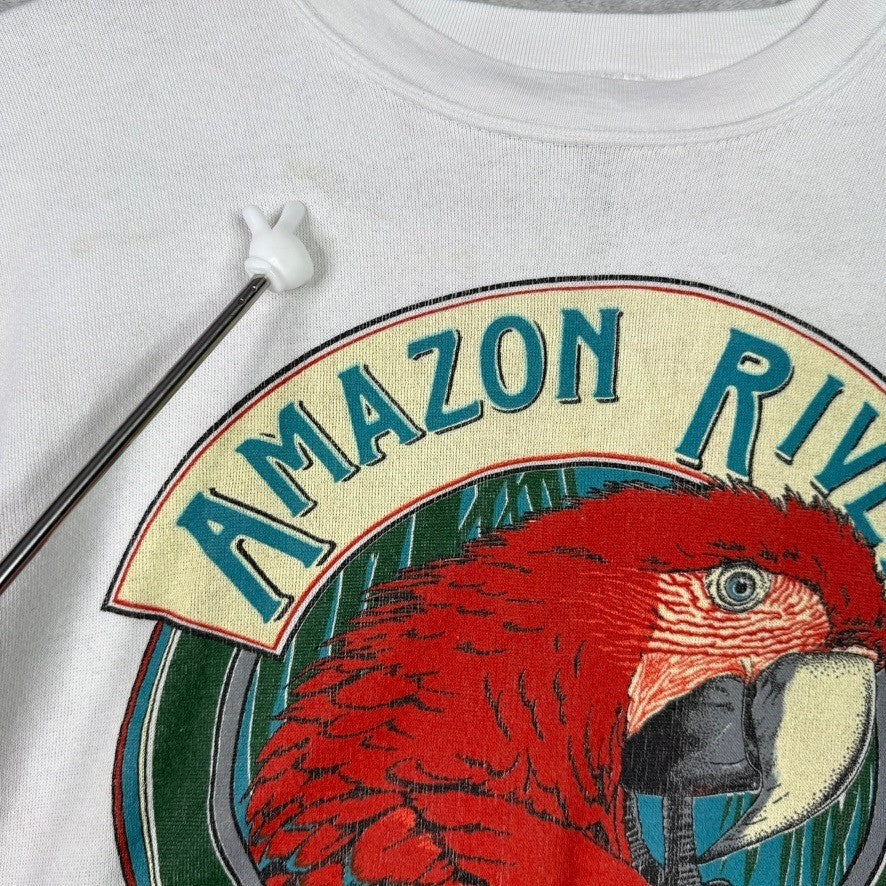 Vintage Amazon River Basin Sweatshirt Graphic Parrot Souvenir White L