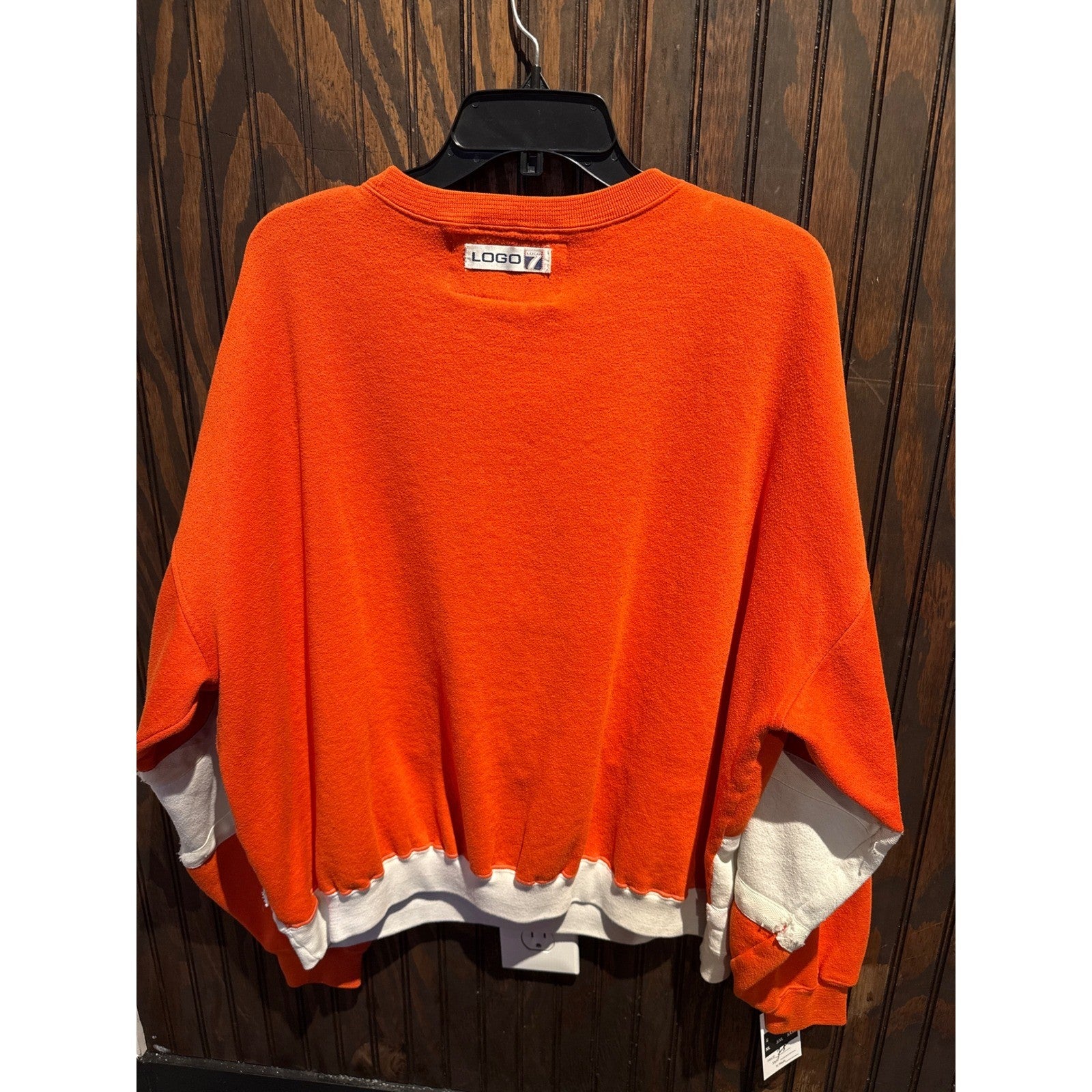 Vintage 1990 Miami Dolphins Logo 7 Sweatshirt Mens XL Orange NFL Colorblock