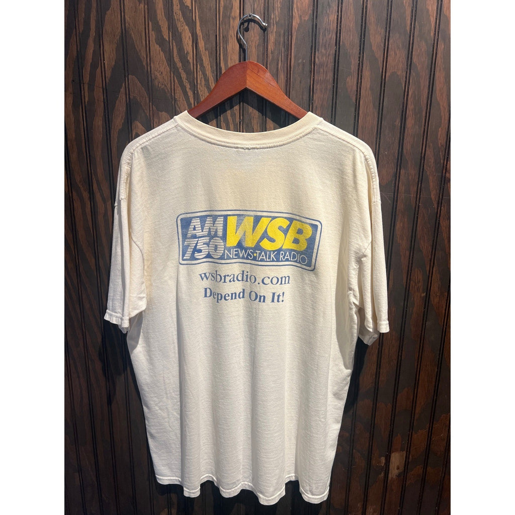 Vintage AM 750 WSB Radio Atlanta T-Shirt Cream Graphic Tee XL 30.5x24