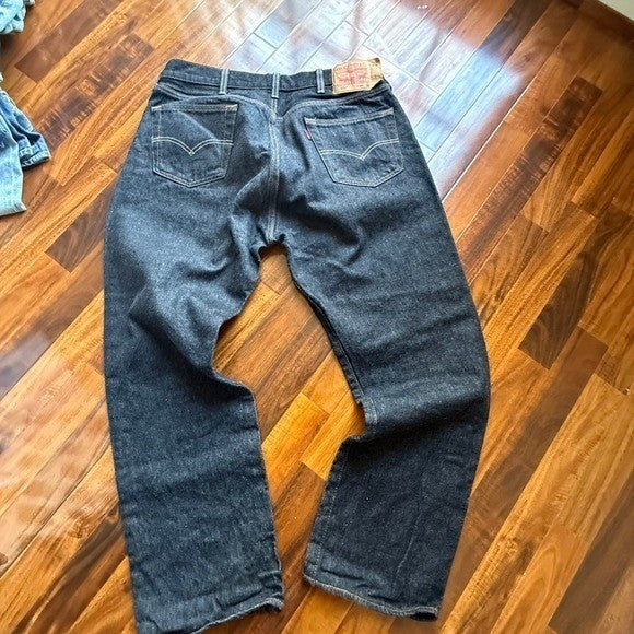 Levis 501 Original Fit Mens Black Straight Leg Fly Jeans 36x28 (37x28)