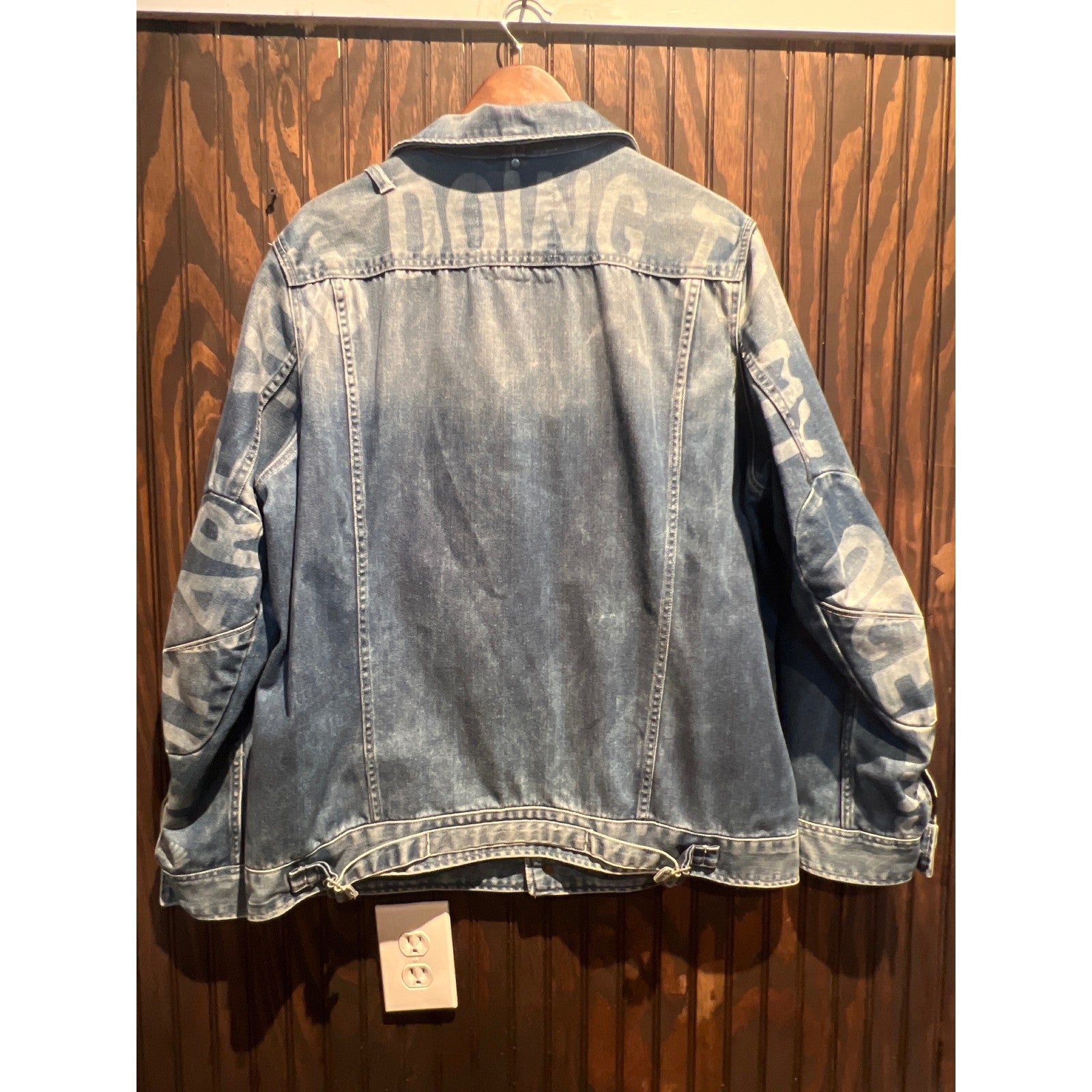 G-Star Raw Arc Denim Jacket Medium Wash Blue Trucker Graphic L