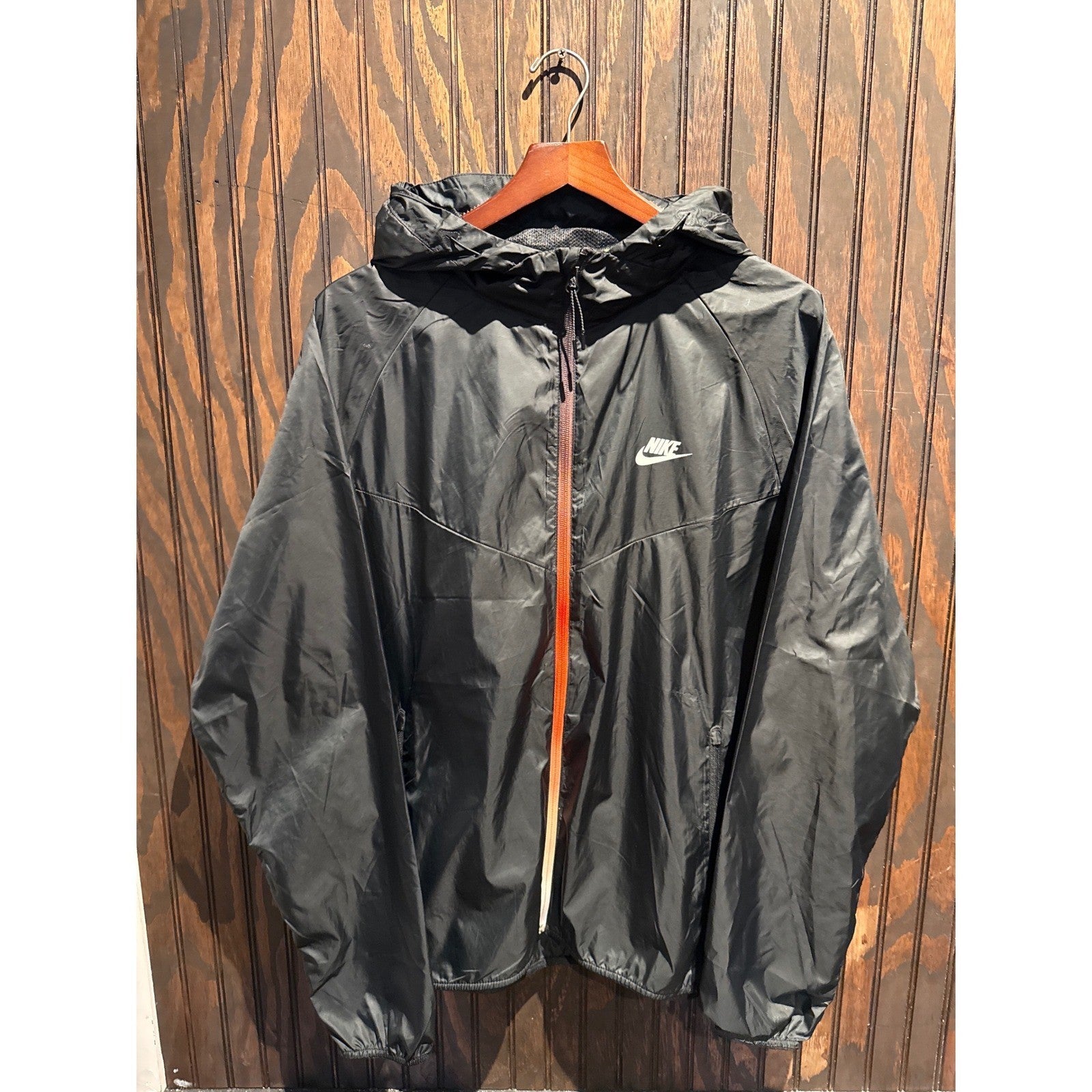 Nike Windrunner Jacket Mens XL Black Gradient Zip Hooded Windbreaker Chevron