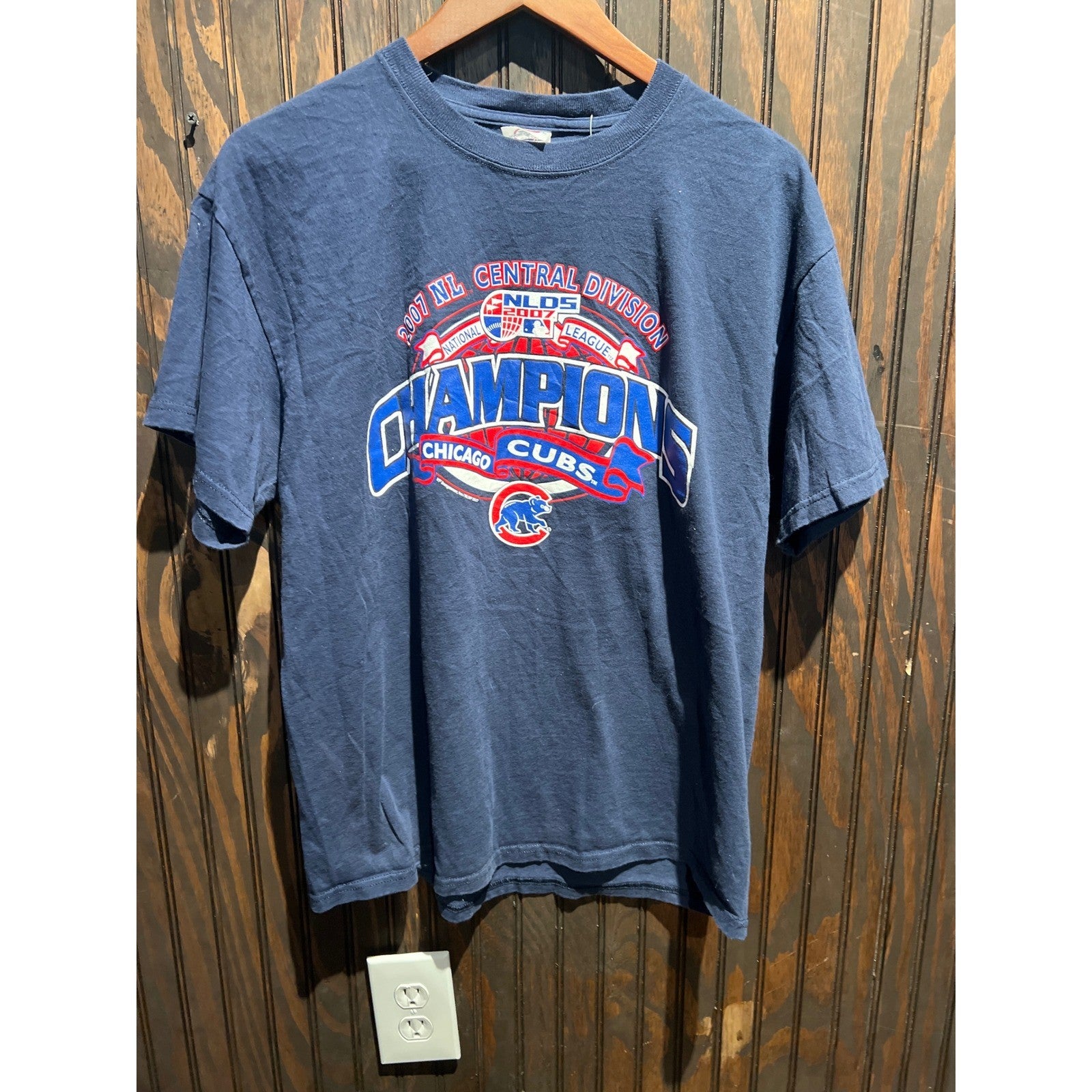 Vintage Chicago Cubs 2007 NL Central Division Champions Navy Blue T-Shirt XL